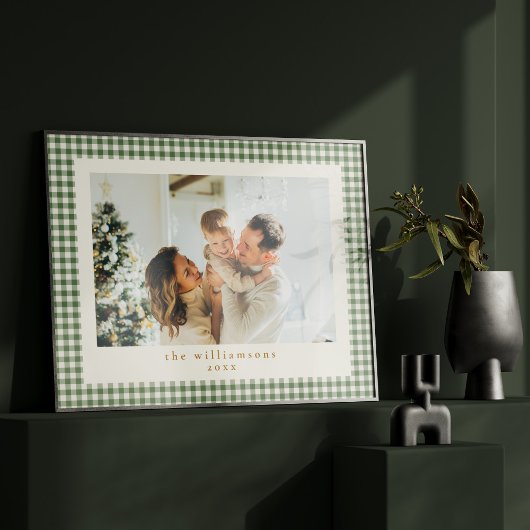 Poster Joli Gingham Vert à Carreaux Photo Personnalisée N