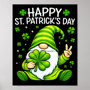 Poster Joli gnome trèfle chanceux joyeux st patrick