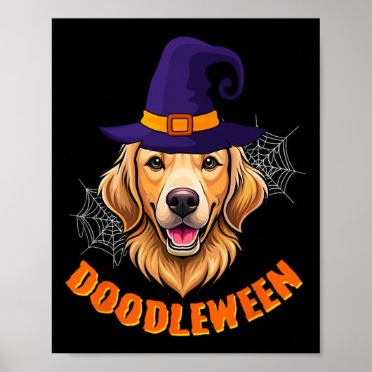 Poster Joli Goldendoodle Halloween Éffrayant Golden Doodl (Devant)