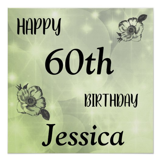 Poster Joli Green scintille Joyeux 60e anniversaire (Devant)