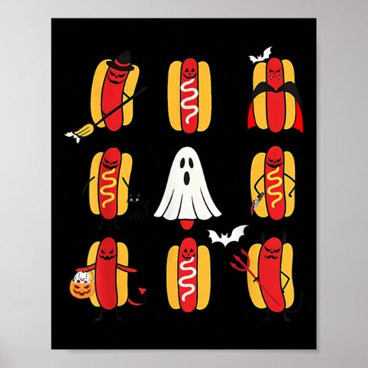 Poster Joli Halloweiners Hot Dog Ghosts Halloween C (Devant)