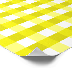 Poster Joli Jaune Chic En vichy Motif de tissu vérifié