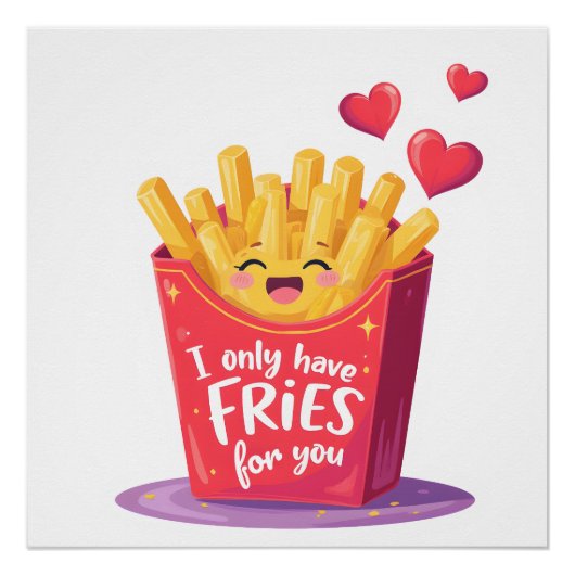 Poster Joli jeu de mots sur les frites de la Saint-Valent (Devant)