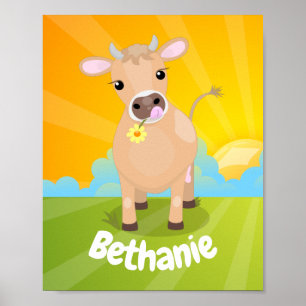 Poster Joli joli maillot de vache et de fleur lever de so