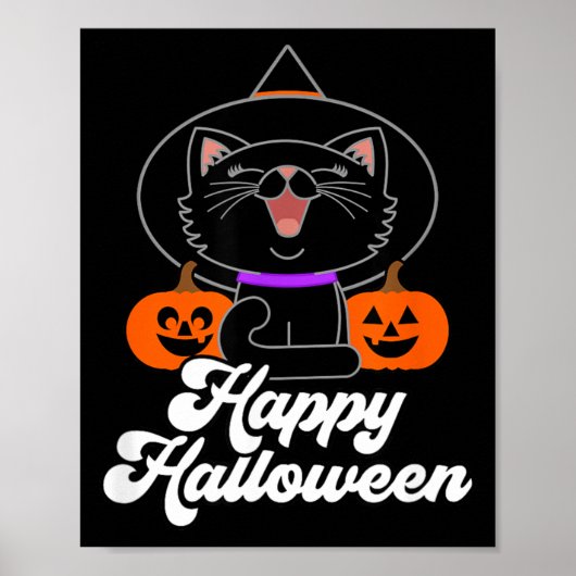 Poster Joli Joyeux Halloween Chat Noir (Devant)