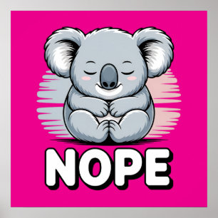 Poster Joli koala endormi “Non” Dessin animé drôle