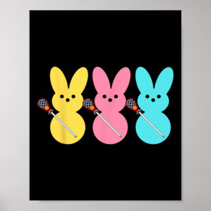 Poster Joli Lacrosse Joueur Bunny Enfants Garçons Pâques 