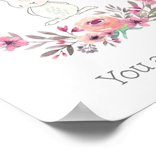 Poster Joli Lapin Blanc Vous Êtes Aimé (Coin)