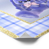 Poster Joli Lapin Bleu "Bienvenue" (Coin)