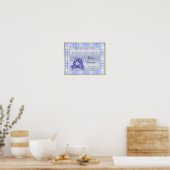 Poster Joli Lapin Bleu "Bienvenue" (Cuisine)