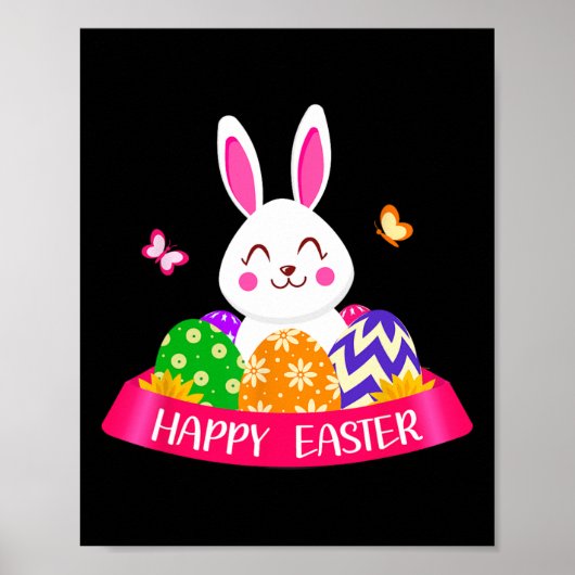 Poster Joli lapin Bunny printemps oeufs de chasse Rabbit (Devant)