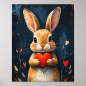 Poster Joli Lapin de la Saint-Valentin Art Moderne (Devant)
