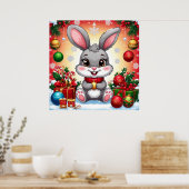 Poster Joli lapin de Noël (Cuisine)