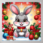 Poster Joli lapin de Noël (Devant)