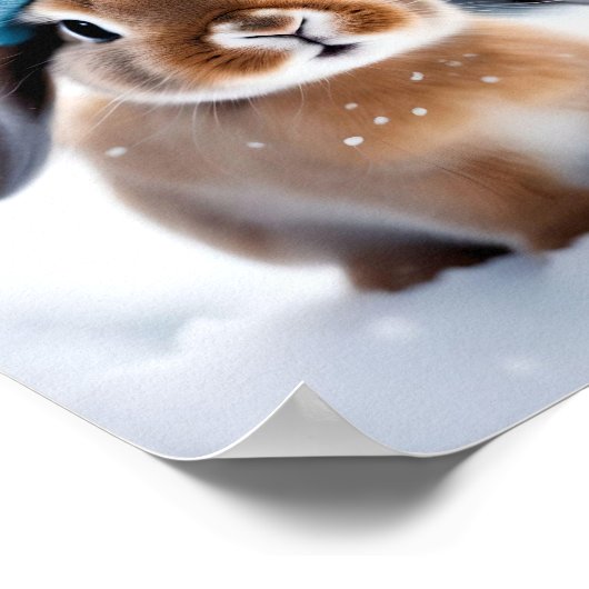 Poster Joli lapin de Noël dans un Casquette Bobble OWN AR (Coin)