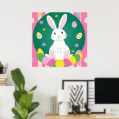 Poster Joli Lapin De Pâques Avec Oeufs Décoratifs (Bureau à domicile)