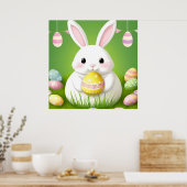 Poster Joli Lapin De Pâques Avec Oeufs Décoratifs (Cuisine)