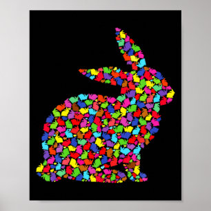Poster Joli lapin de Pâques coloré femmes hommes enfants