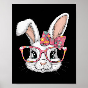 Poster Joli lapin de Pâques floral drôle avec