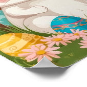 Poster Joli lapin de Pâques Œufs colorés Fleur de printem (Coin)