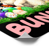 Poster Joli Lapin Fleurs Papillon Lapin de Pâques (Coin)