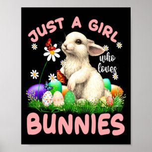 Poster Joli Lapin Fleurs Papillon Lapin de Pâques