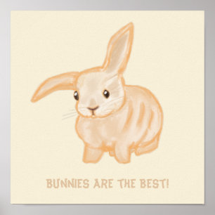 Poster Joli lapin lapin Brown - transparent sur beige.