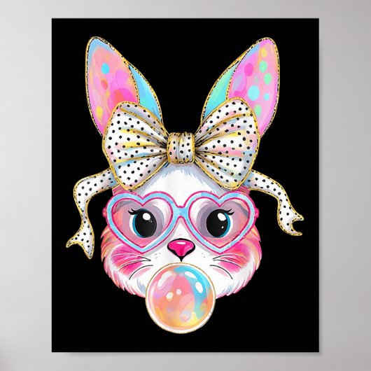 Poster Joli lapin lapin Face Tie Dye Gles Girl Happy Eas (Devant)