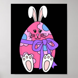 Poster Joli Lapin Lapin Oeuf Floral Filles Joyeux Pâques