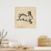Poster Joli lapin Lapin Vintage Illustration Script Art (Cuisine)