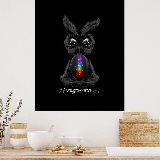 Poster Joli lapin noir avec Soul arc-en-ciel Chakra (Cuisine)