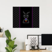 Poster Joli lapin noir avec Soul arc-en-ciel Chakra (Bureau à domicile)