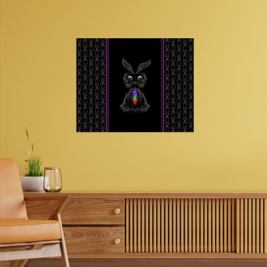 Poster Joli lapin noir avec Soul arc-en-ciel Chakra (Salon 2)