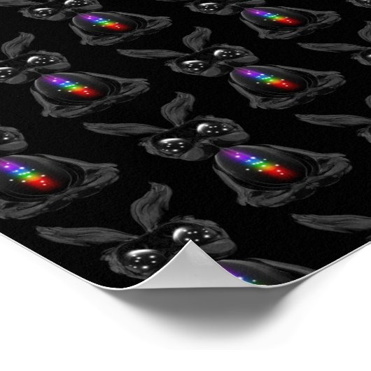 Poster Joli lapin noir avec Soul arc-en-ciel Chakra (Coin)