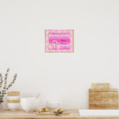 Poster Joli Lapin Rose "Bienvenue" (Cuisine)