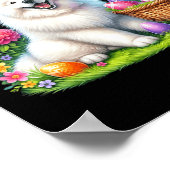 Poster Joli lapin Samoyé Chien Pâques Oeufs Pâques Pâques (Coin)
