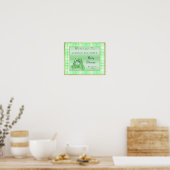 Poster Joli Lapin Vert "Bienvenue" (Cuisine)