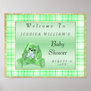 Poster Joli Lapin Vert "Bienvenue"