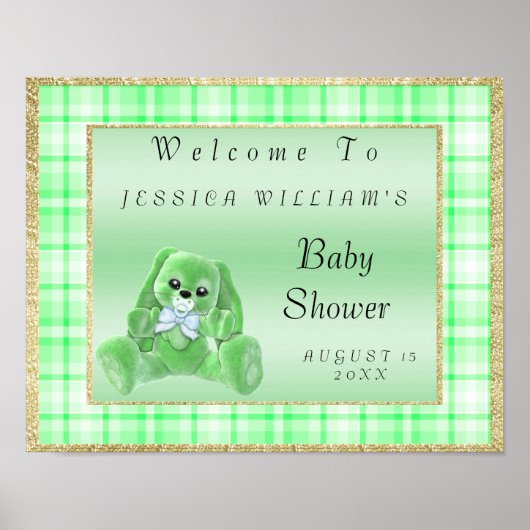 Poster Joli Lapin Vert "Bienvenue" (Devant)