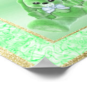 Poster Joli Lapin Vert "Bienvenue" (Coin)