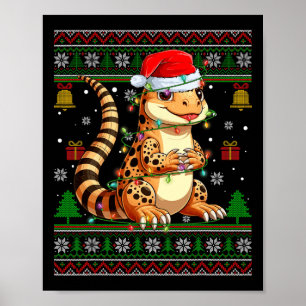 Poster Joli Leopard Gecko Santa Hat Laid Christmas