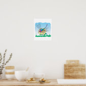 Poster joli libellule heureuse en fleur (Cuisine)