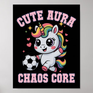 Poster Joli Licorne de Football Joli Aura Chaos Core Gym