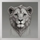 Poster joli lion avec de grands yeux (Devant)
