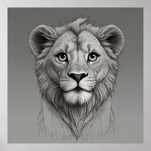 Poster joli lion avec de grands yeux (Devant)