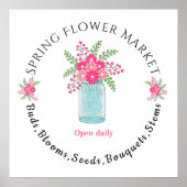 Poster joli marché aux fleurs de printemps signe floral r (Devant)