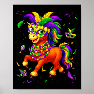 Poster Joli Mardi Gras Amoureux de Cheval Mardi Gras La N