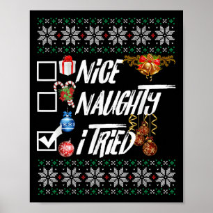 Poster Joli Mauvais Drôle Noël Xmas J'ai Essayé Graphique