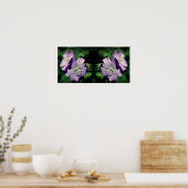 Poster Joli Miroir de paire de fleurs de géranium violet  (Cuisine)