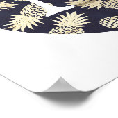 Poster joli monogramme de pineapple en feuille dorée faus (Coin)